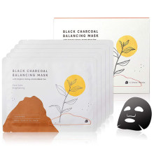Organic Black Tea & Vitamin C Black Charcoal Balancing Face Mask Sheet for Skin Care